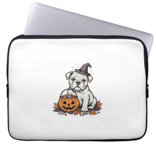 Housse Pour Ordinateur Portable Dessin de pumpkin bulldog Halloween gravé vintage_