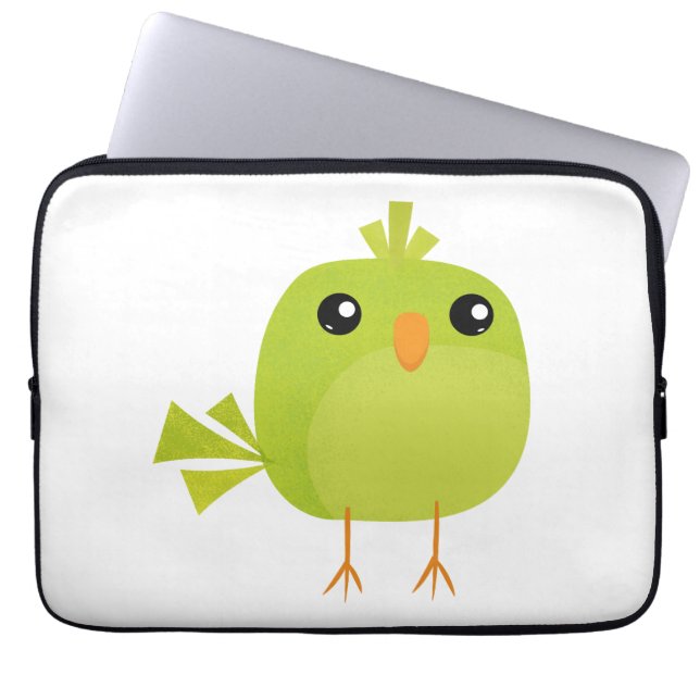 Housse Pour Ordinateur Portable Dessin d'oiseau vert (Devant)