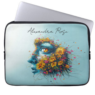 Housse Pour Ordinateur Portable Dessin du portrait floral de la déesse de la mère 