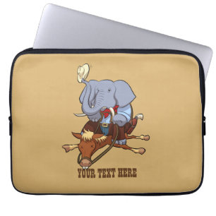 Housse Pour Ordinateur Portable Dessin humy Cowboy Elephant Funny Horse Rider Ride