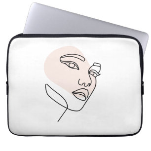 Housse Pour Ordinateur Portable Dessin minimaliste abstrait de visage de femme en