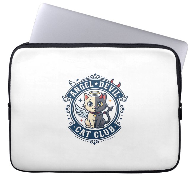Housse Pour Ordinateur Portable Diable Ange Chat Chat Maman Idée Cadeau - Diable A (Devant)