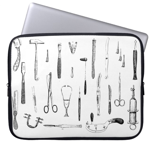 Housse Pour Ordinateur Portable Diagramme antique d'instruments médicaux (Devant)