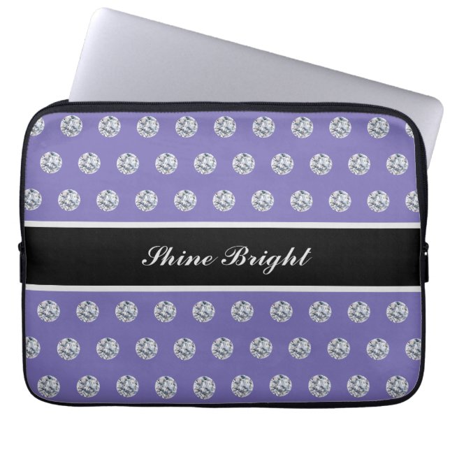 Housse Pour Ordinateur Portable Diamants élégants sur ordinateur portable bleu lav (Devant)