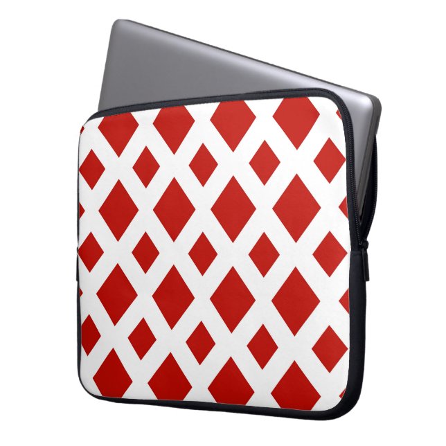 Housse Pour Ordinateur Portable Diamants rouges sur blanc (devant gauche)