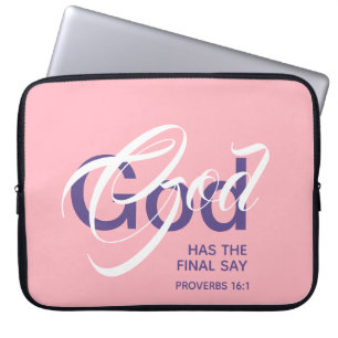 Housse Pour Ordinateur Portable DIEU A LE DERNIER MOT Monogramme Écriture Rose