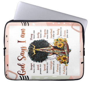 Housse Pour Ordinateur Portable Dieu dit que je suis Black Christian Femmes Sista