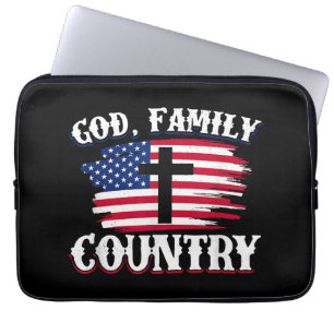 Housse Pour Ordinateur Portable Dieu Famille Pays American Drapeau Croix Christian
