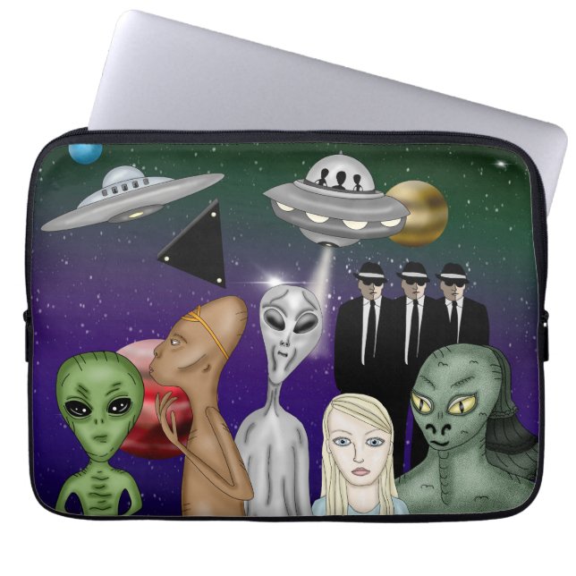 Housse Pour Ordinateur Portable Différentes espèces Aliens, OVNI, Planètes (Devant)
