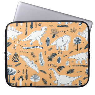 Housse Pour Ordinateur Portable Dinosaur & Palm Feuilles : Motif amusant
