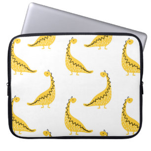 Housse Pour Ordinateur Portable Dinosaure jaune sans couture motif. Drôle vintage