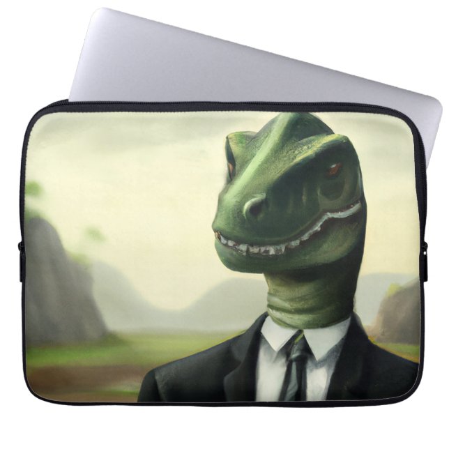 Housse Pour Ordinateur Portable Dinosaure préhistorique Homme d'affaires, Amusant  (Devant)