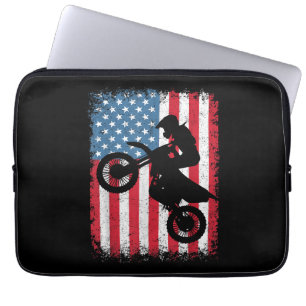 Housse Pour Ordinateur Portable Dirt Vélo Drapeau Américain Motocross Vélo Hommes 