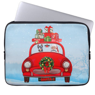 Housse Pour Ordinateur Portable Doberman Chien En Voiture Avec Le Père Noël