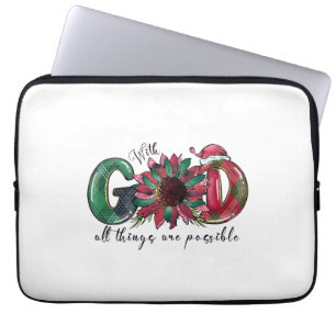 Housse Pour Ordinateur Portable Don de Noël Avec Dieu Toutes Les Choses Sont Possi