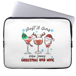 Housse Pour Ordinateur Portable Don De Noël Juste Une Fille Qui Aime Noël Et Vin