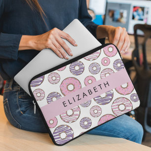 Housse Pour Ordinateur Portable Donuts Roses, Donuts Violets, Saupoudrages, Votre