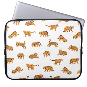 Housse Pour Ordinateur Portable Doodle animal tigre japonais sans soudure main vin