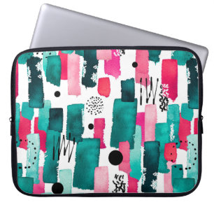 Housse Pour Ordinateur Portable Doodle Motif sans couture de l'aquarelle rose et G