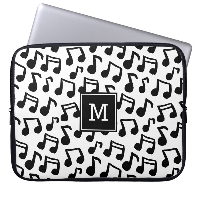 Housse Pour Ordinateur Portable Doodle Music note un monogramme personnalisé (Devant)