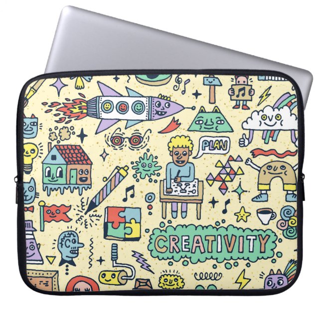 Housse Pour Ordinateur Portable Doodles créatifs : Jeu d'activités amusantes (Devant)