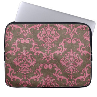 Housse Pour Ordinateur Portable Douille rose Brown à la mode et de mod de damassé