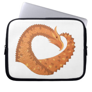 Housse Pour Ordinateur Portable Dragon de coeur orange brûlé sur blanc