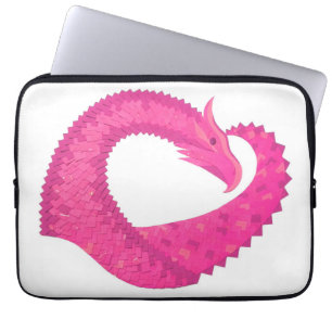 Housse Pour Ordinateur Portable Dragon de coeur rose chaud sur blanc
