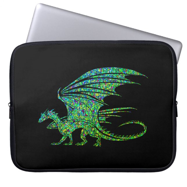 Housse Pour Ordinateur Portable Dragon Extraordinaire en mosaïque verte (Devant)