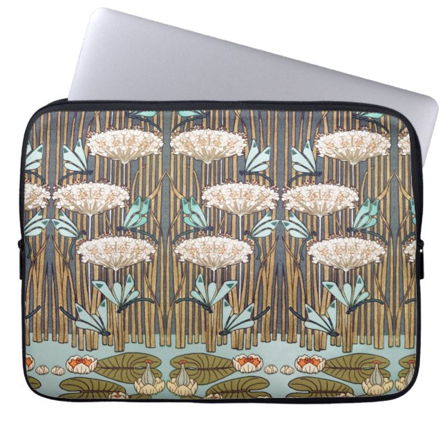Housse Pour Ordinateur Portable Dragonflies Water Lilies Marais Art Nouveau (Devant)