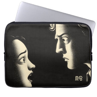 Housse Pour Ordinateur Portable Dramatic Noir Confrontation Vintage Illustration