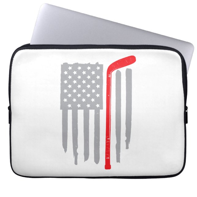 Housse Pour Ordinateur Portable Drapeau américain de hockey (Devant)