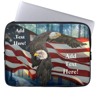 Housse Pour Ordinateur Portable Drapeau américain de l'aigle à tête blanche