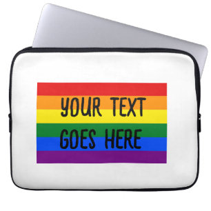 Housse Pour Ordinateur Portable drapeau arc-en-ciel "créer votre propre texte pers