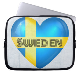Housse Pour Ordinateur Portable Drapeau cardiaque Suède