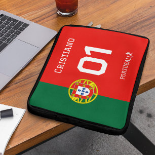 Housse Pour Ordinateur Portable Drapeau du Portugal Nom d'équipe personnalisé et n
