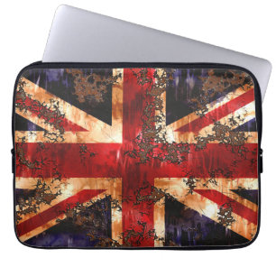 Housse Pour Ordinateur Portable Drapeau du Royaume-Uni patriotique rouillé