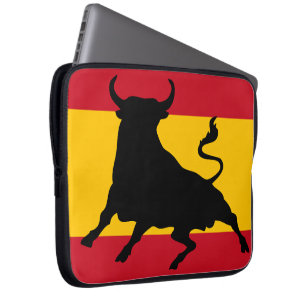 Housse Pour Ordinateur Portable Drapeau espagnol avec taureau