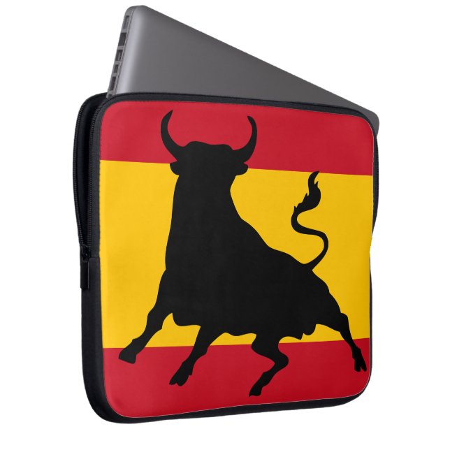 Housse Pour Ordinateur Portable Drapeau espagnol avec taureau (Devant droit)