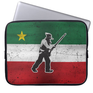 Housse Pour Ordinateur Portable Drapeau Québec et Patriote Henri Julien érodé