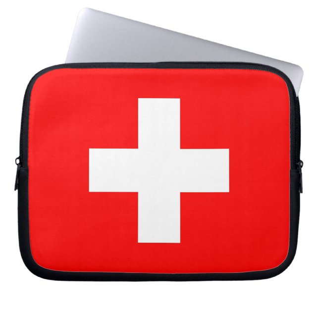 Housse Pour Ordinateur Portable Drapeau Suisse - Manche pour ordinateur portable (Devant)