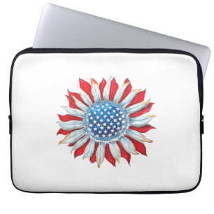 Housse Pour Ordinateur Portable Drapeau Tournesol Américain 4 juillet Femmes Homme