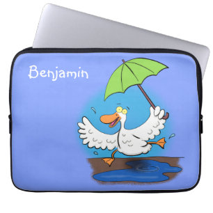Housse Pour Ordinateur Portable Drôle canard avec parapluie dessin animé
