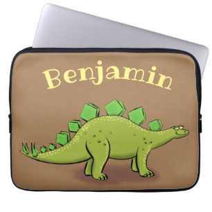 Housse Pour Ordinateur Portable Drôle caricature de stegosaurus vert dinosaure