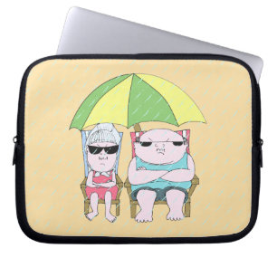 Housse Pour Ordinateur Portable Drôle Grumpy Couple à la plage en Art de la pluie