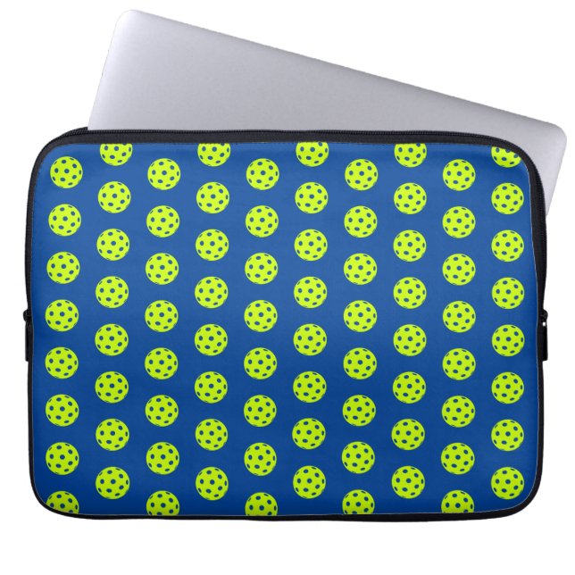 Housse Pour Ordinateur Portable Drôle Motif de Pickleball Jaune (Devant)