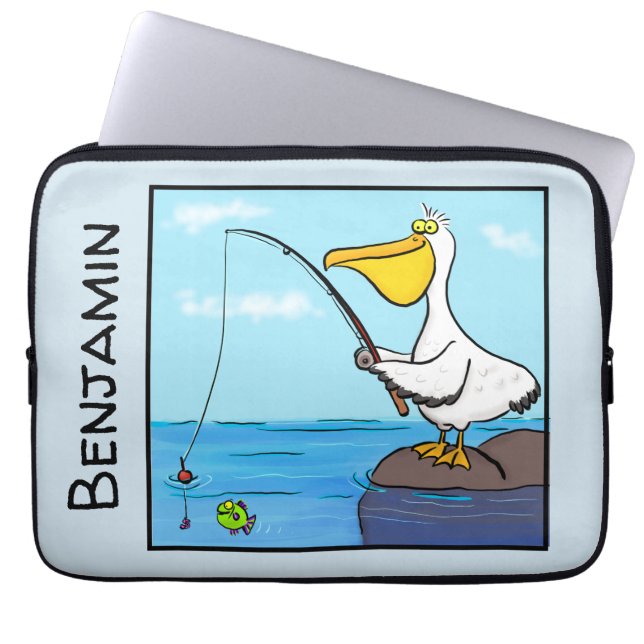 Housse Pour Ordinateur Portable Drôle pélican de pêche (Devant)
