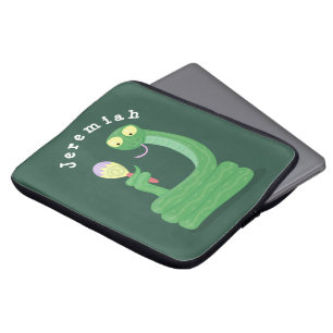 Housse Pour Ordinateur Portable Drôle serpent vert avec caricature maraca