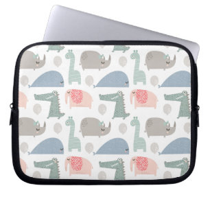 Housse Pour Ordinateur Portable Drôle Visage mignon Doodle Motif animal