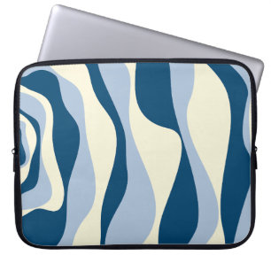 Housse Pour Ordinateur Portable Ebb et flux 4 - Bleu foncé, Bleu clair et Crème